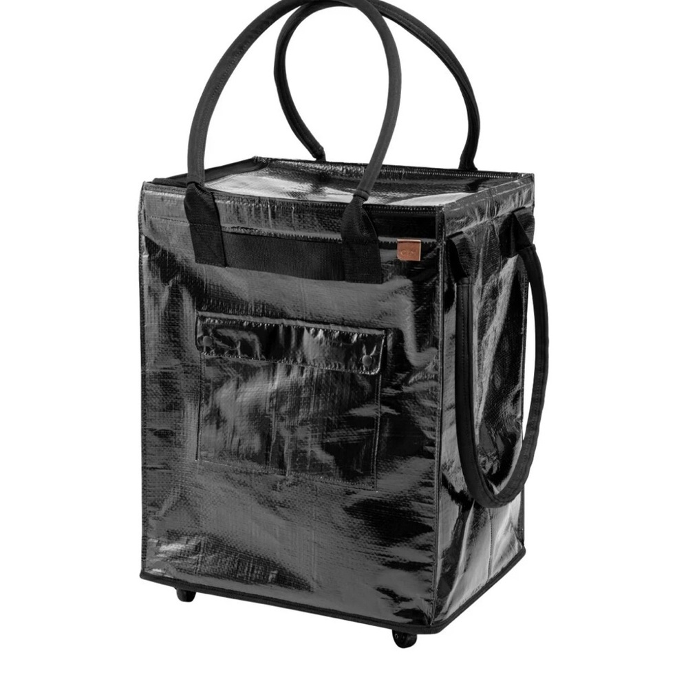 CleverMade Foldable Tote Bag on Wheels 14”Lx18”Wx24”H Soft Grip Black